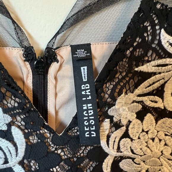 Design Lab Lord & Taylor Black Lace Long Sleeve Romper Dress Women's Size M - Picture 4 of 6